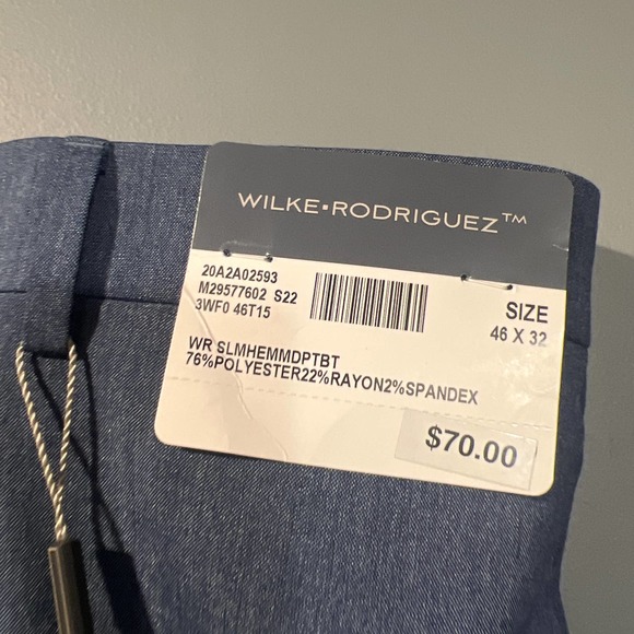 * Wilke Rodriguez Gray Flat Front Straight Leg Dress Suit Pants Size 40x29 - Picture 3 of 7